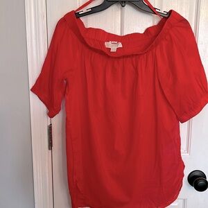 Michael Kors coral cotton blouse M EUC